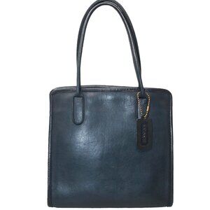 RARE Coach Small Market Tote 9685 in Navy Blue Leather, 1980's Vintage
